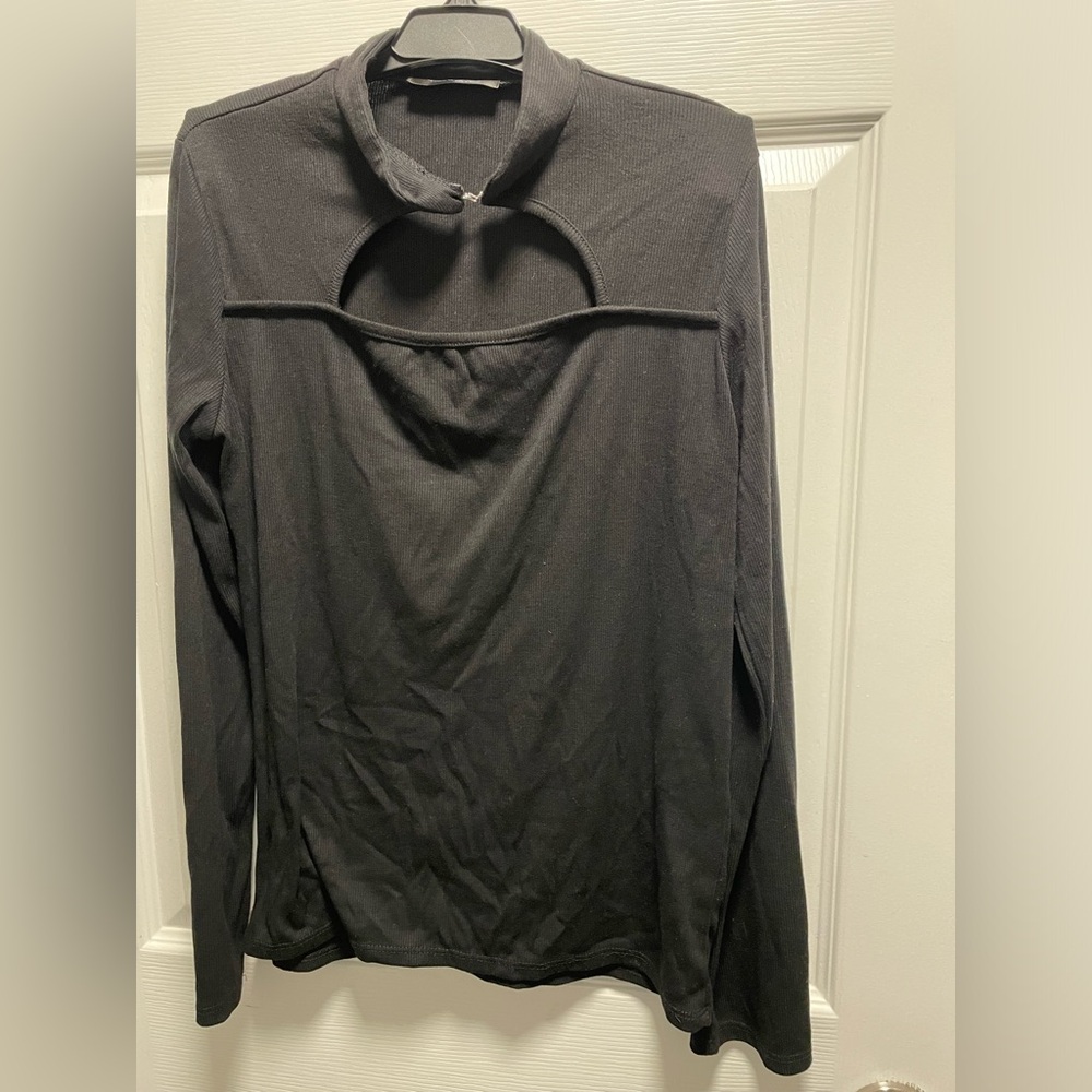 Chic Black Long Sleeve Women's Top